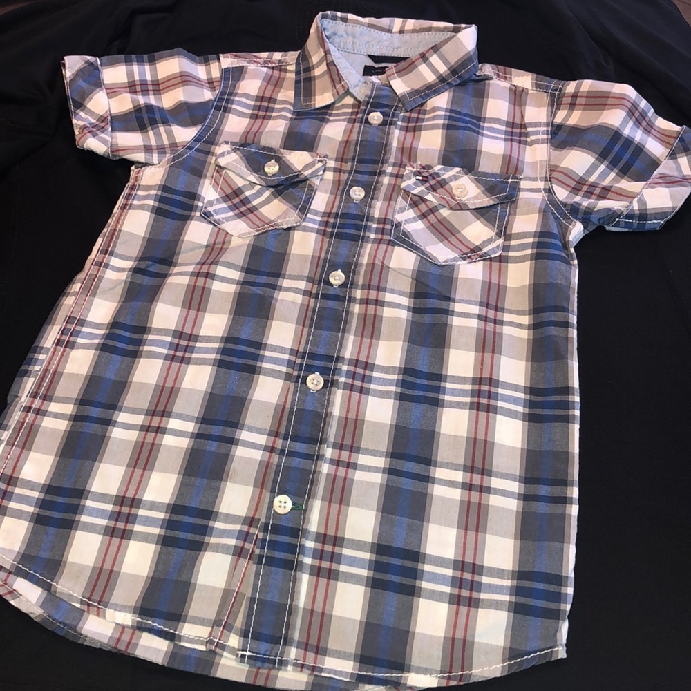 Tommy Hilfiger blue GUC button down shirt size 5Boys
